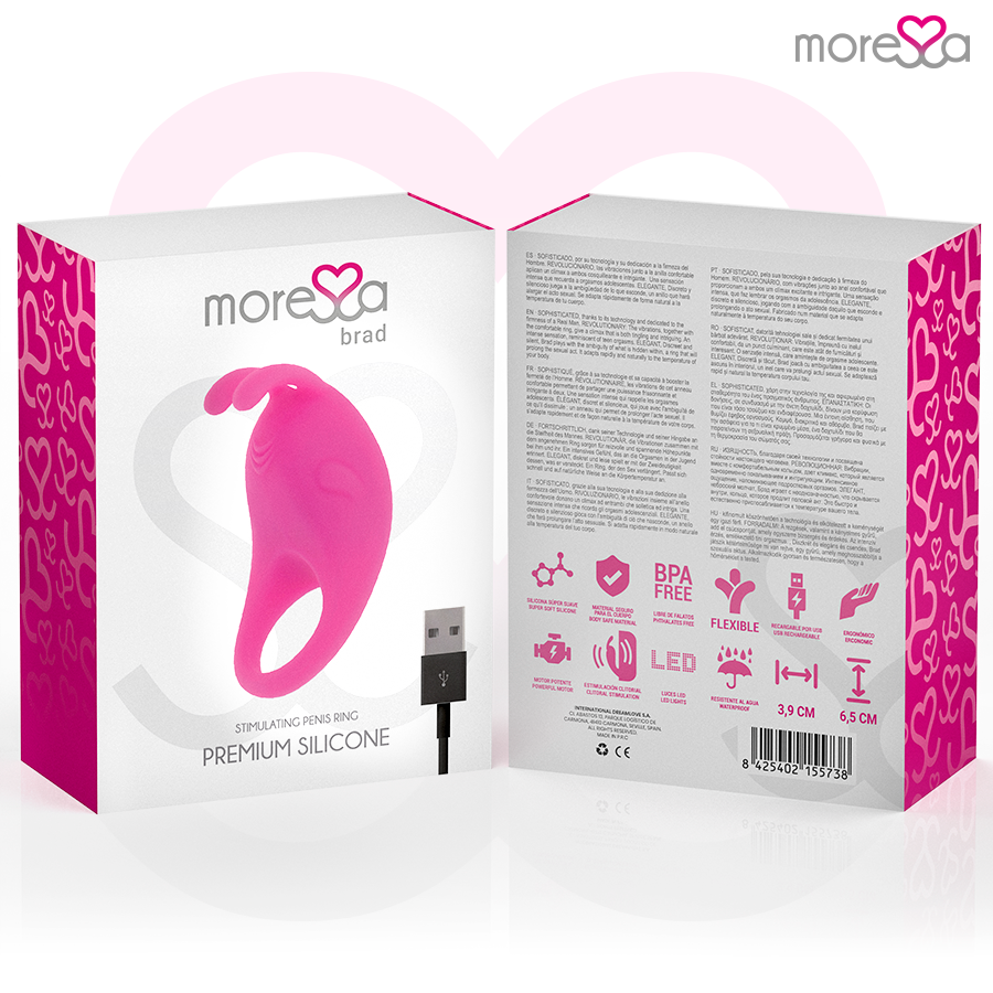 MORESSA - BRAD PREMIUM SILICONE RECHARGEABLE PINK - NOCTURNA DESIRES