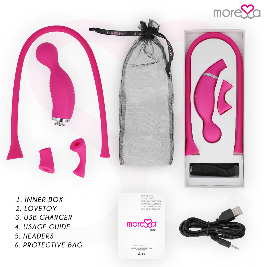 MORESSA - KIRK DUO SUCTION + MULTI-PERFORMANCE MASSAGER PREMIUM SILICONE RECHARGEABLE - NOCTURNA DESIRES