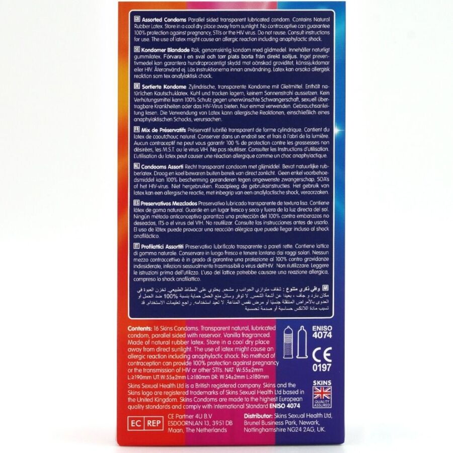 SKINS - ASSORTED PREMIUM CONDOMS PACK 16 - NOCTURNA DESIRES