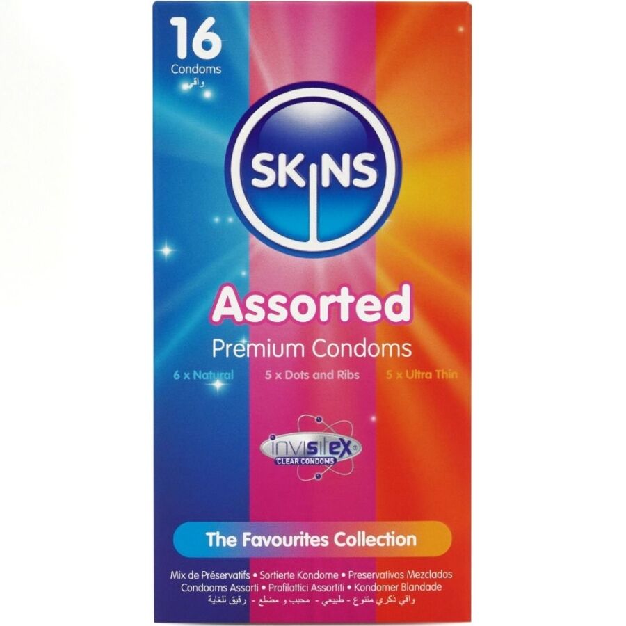 SKINS - ASSORTED PREMIUM CONDOMS PACK 16 - NOCTURNA DESIRES