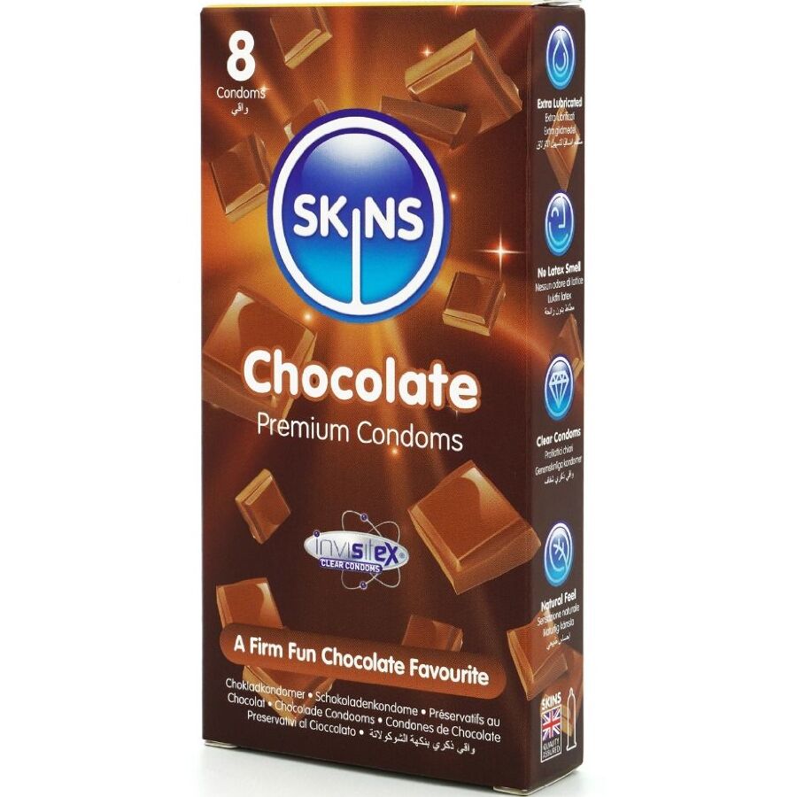 SKINS - CHOCOLATE PREMIUM CONDOMS PACK 8 - NOCTURNA DESIRES