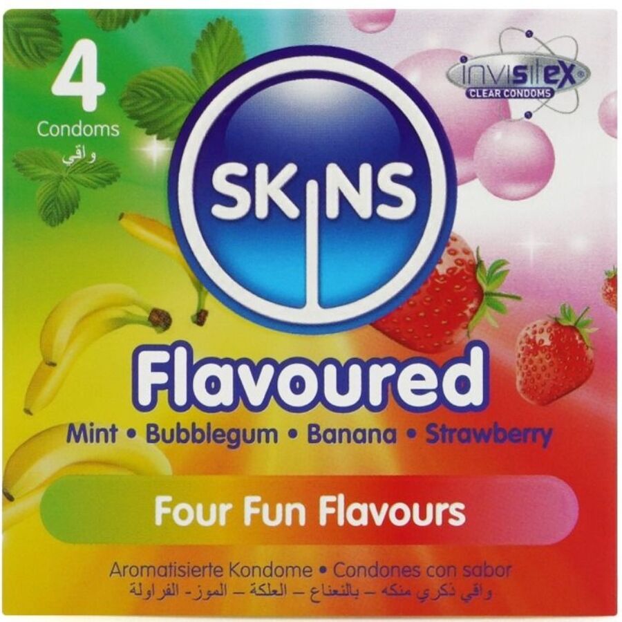SKINS - MULTI FLAVORS PREMIUM CONDOMS PACK 4 - NOCTURNA DESIRES