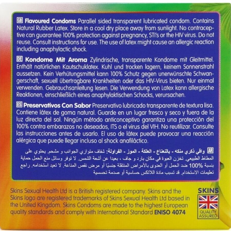 SKINS - MULTI FLAVORS PREMIUM CONDOMS PACK 4 - NOCTURNA DESIRES