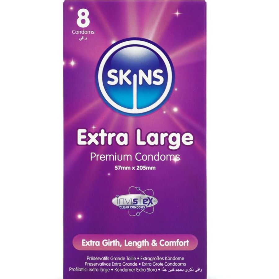 SKINS - EXTRA LARGE PREMIUM CONDOMS PACK 8 - NOCTURNA DESIRES