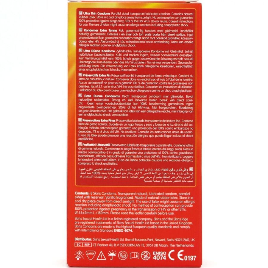 SKINS - ULTRA THIN PREMIUM CONDOMS PACK 8 - NOCTURNA DESIRES