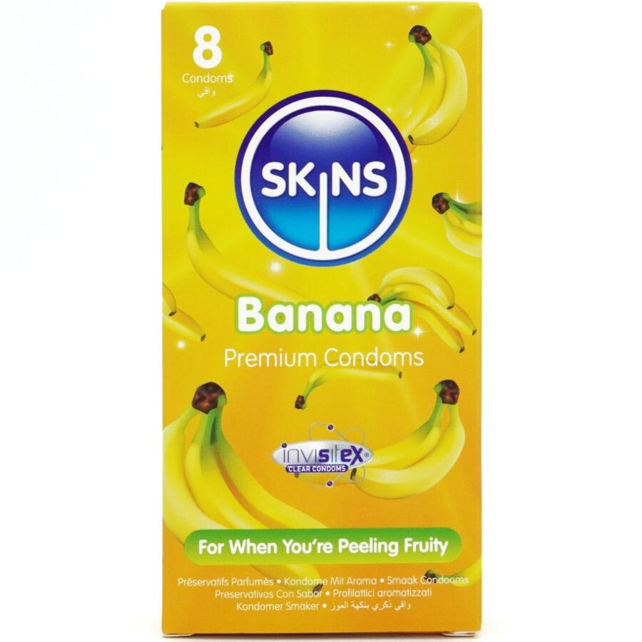 SKINS - BANANA PREMIUM CONDOMS PACK 8 - NOCTURNA DESIRES