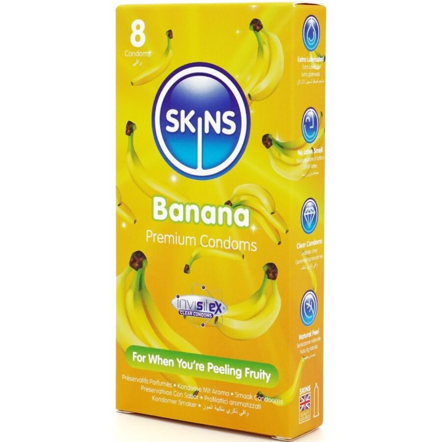 SKINS - BANANA PREMIUM CONDOMS PACK 8 - NOCTURNA DESIRES
