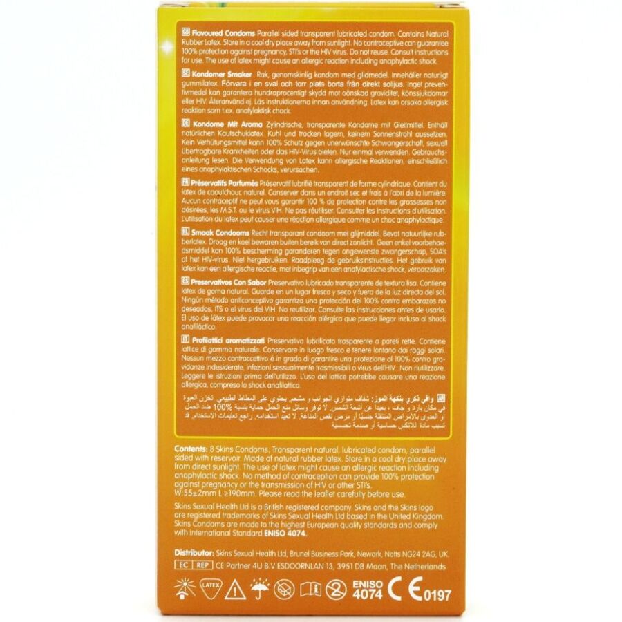 SKINS - BANANA PREMIUM CONDOMS PACK 8 - NOCTURNA DESIRES