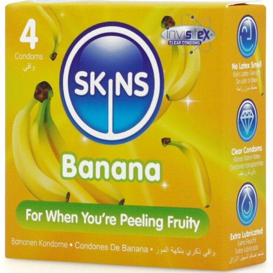 SKINS - BANANA PREMIUM CONDOMS PACK 4 - NOCTURNA DESIRES