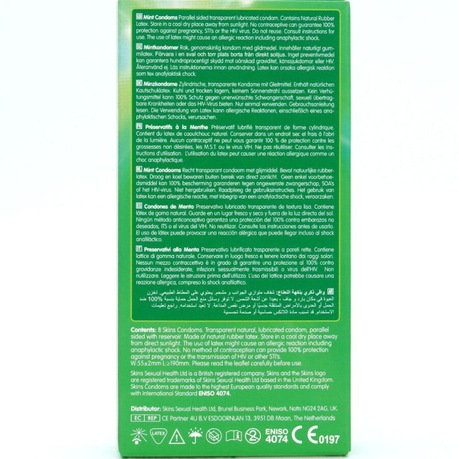 SKINS - MINT PREMIUM CONDOMS PACK 8 - NOCTURNA DESIRES