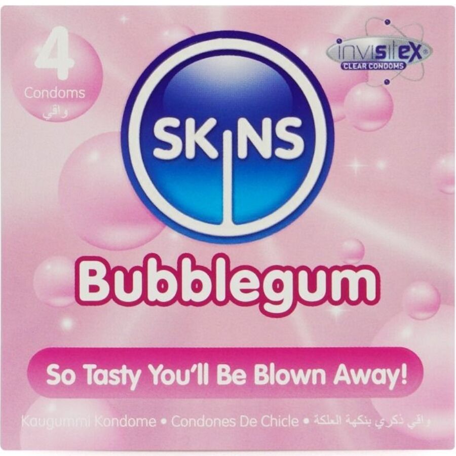 SKINS - BUBBLEGUM PREMIUM CONDOMS PACK 4 - NOCTURNA DESIRES