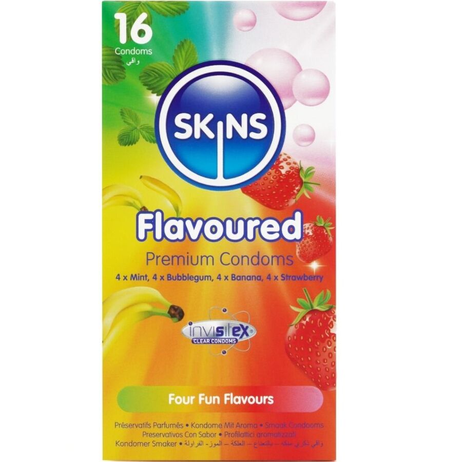 SKINS - MULTI FLAVORS PREMIUM CONDOMS PACK 16 - NOCTURNA DESIRES