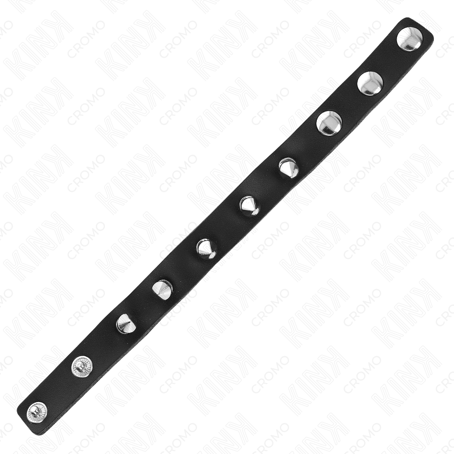 KINK - LEATHER PENIS RING WITH SPIKES 21.5 X 1.6 CM - NOCTURNA DESIRES