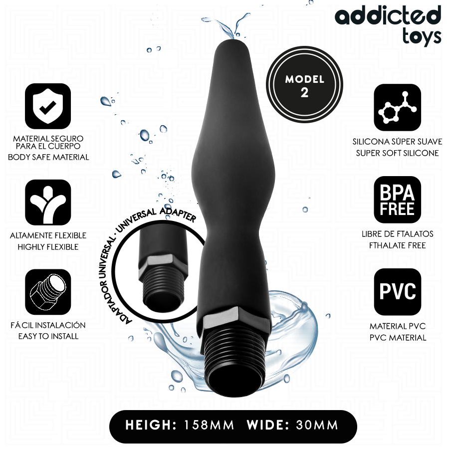 ADDICTED TOYS - ANAL CLEANER WITH UNIVERSAL ADAPTER MODEL 2 - NOCTURNA DESIRES