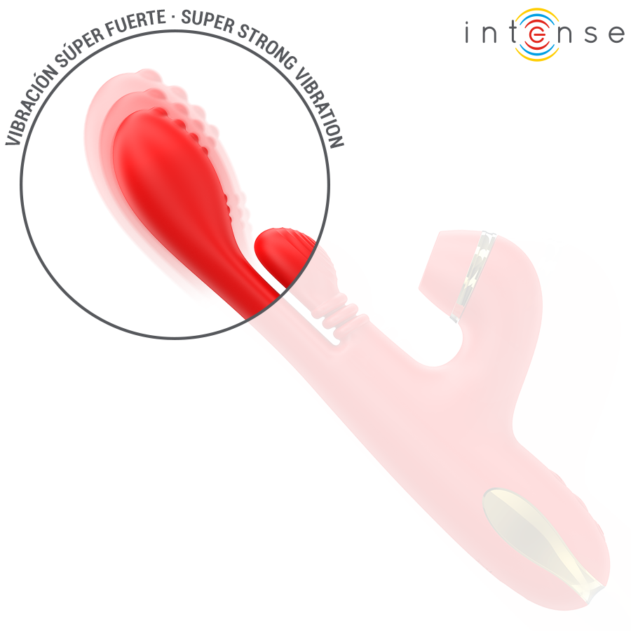 INTENSE - KATY MULTIFUNCTION CLITORIS STIMULATOR 4 INTERCHANGEABLE HEADS RED - NOCTURNA DESIRES