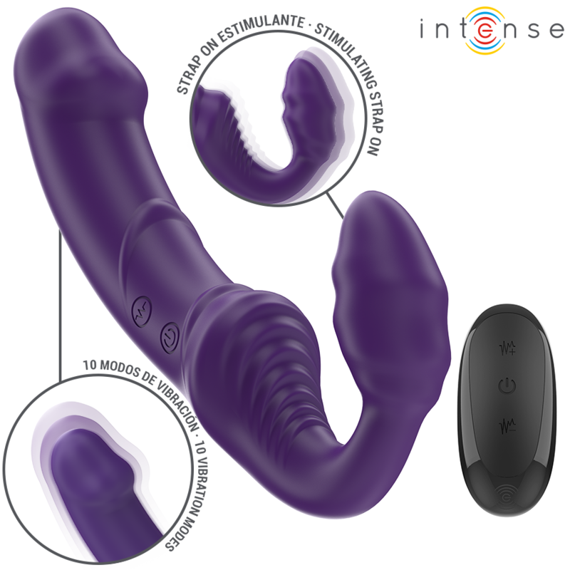 INTENSE - JILL DOUBLE VIBRATOR 20 CM PURPLE REMOTE CONTROL - NOCTURNA DESIRES