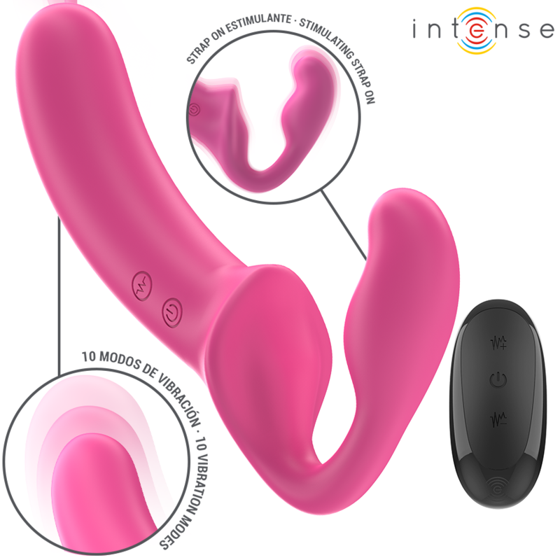 INTENSE - AMY DOUBLE VIBRATOR 20 CM PINK REMOTE CONTROL - NOCTURNA DESIRES