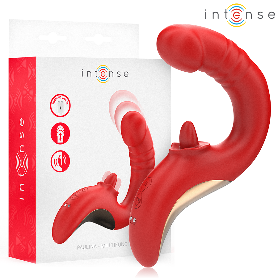 INTENSE - PAULINA VIBRATOR AND STIMULATOR IN U SHAPE RED - NOCTURNA DESIRES