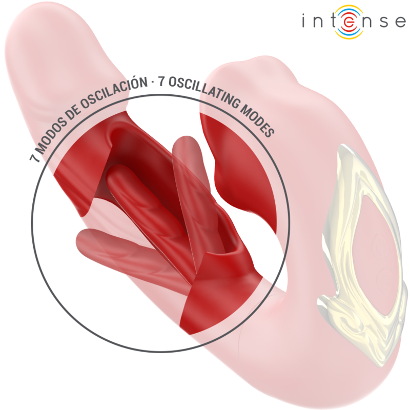 INTENSE - NATHY DOUBLE VIBRATOR WITH MULTIFUNCTION STIMULATING MOUTH RED - NOCTURNA DESIRES