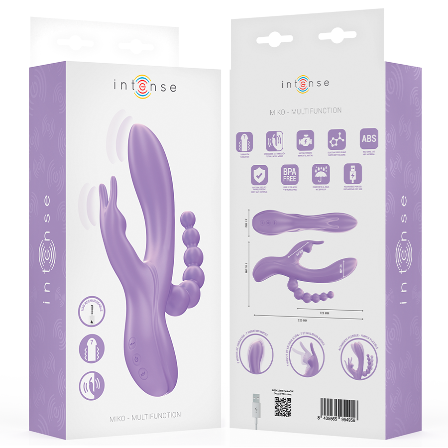 INTENSE - MIKO TRIPLE VIBRATOR RABBIT & STIMULATOR & ANAL 7 VIBRATIONS PURPLE - NOCTURNA DESIRES