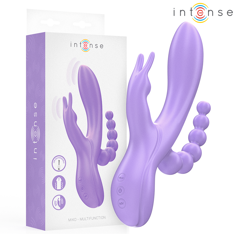 INTENSE - MIKO TRIPLE VIBRATOR RABBIT & STIMULATOR & ANAL 7 VIBRATIONS PURPLE - NOCTURNA DESIRES