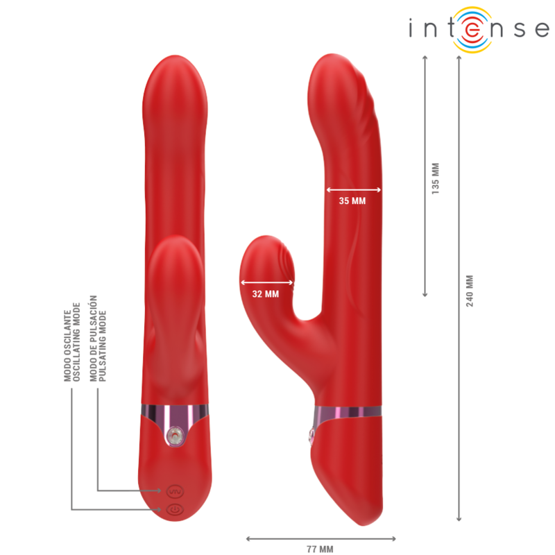 INTENSE - LELE MULTIFUNCTION VIBRATOR ROTATING & OSCILLATION & STIMULATION RED - NOCTURNA DESIRES