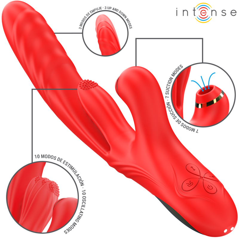 INTENSE - KAROL MULTIFUNCTION VIBRATOR THRUST & STIMULATION & STIMULATING WAVES RED - NOCTURNA DESIRES