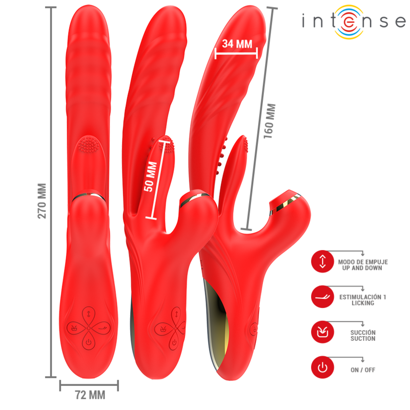 INTENSE - KAROL MULTIFUNCTION VIBRATOR THRUST & STIMULATION & STIMULATING WAVES RED - NOCTURNA DESIRES