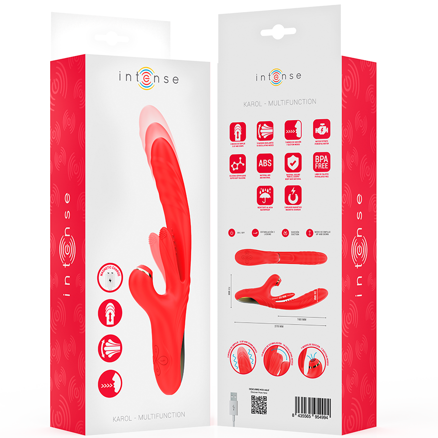 INTENSE - KAROL MULTIFUNCTION VIBRATOR THRUST & STIMULATION & STIMULATING WAVES RED - NOCTURNA DESIRES