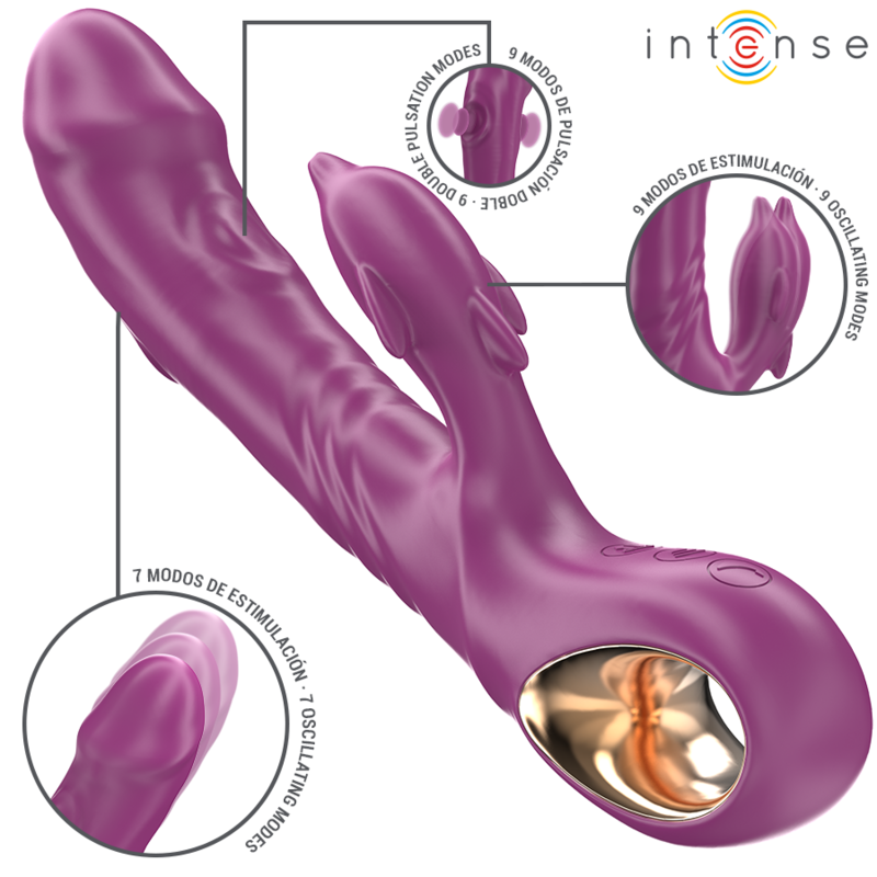 INTENSE - HALLE MULTIFUNCTION VIBRATOR WITH DOLPHIN STIMULATING TONGUE PURPLE - NOCTURNA DESIRES