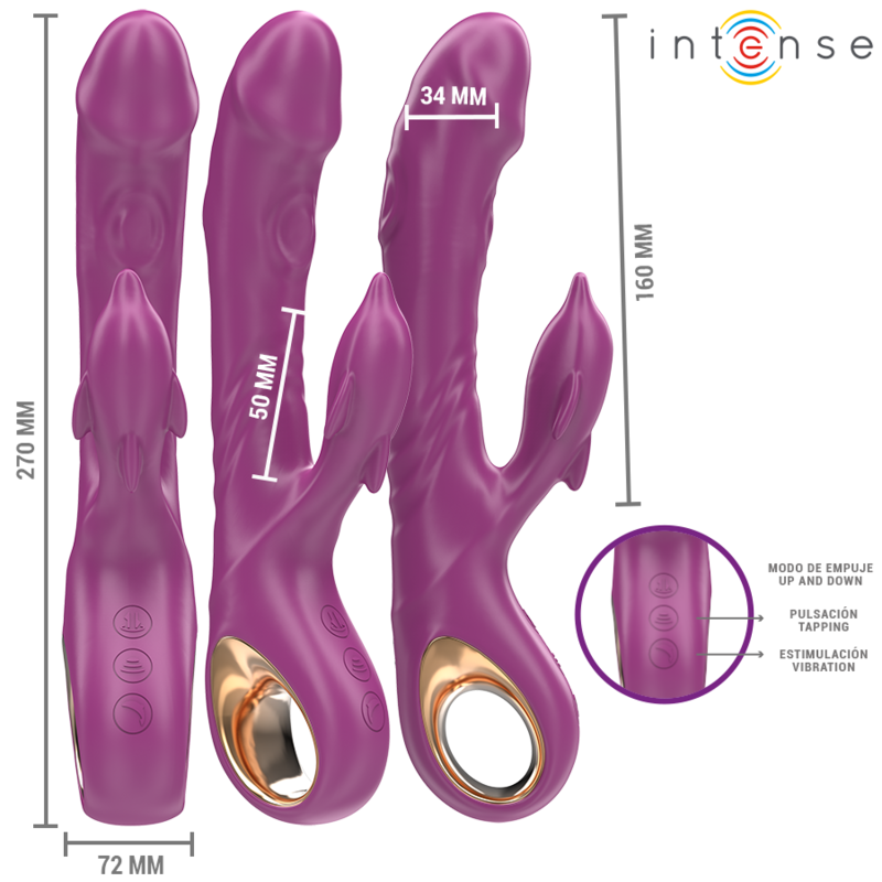 INTENSE - HALLE MULTIFUNCTION VIBRATOR WITH DOLPHIN STIMULATING TONGUE PURPLE - NOCTURNA DESIRES