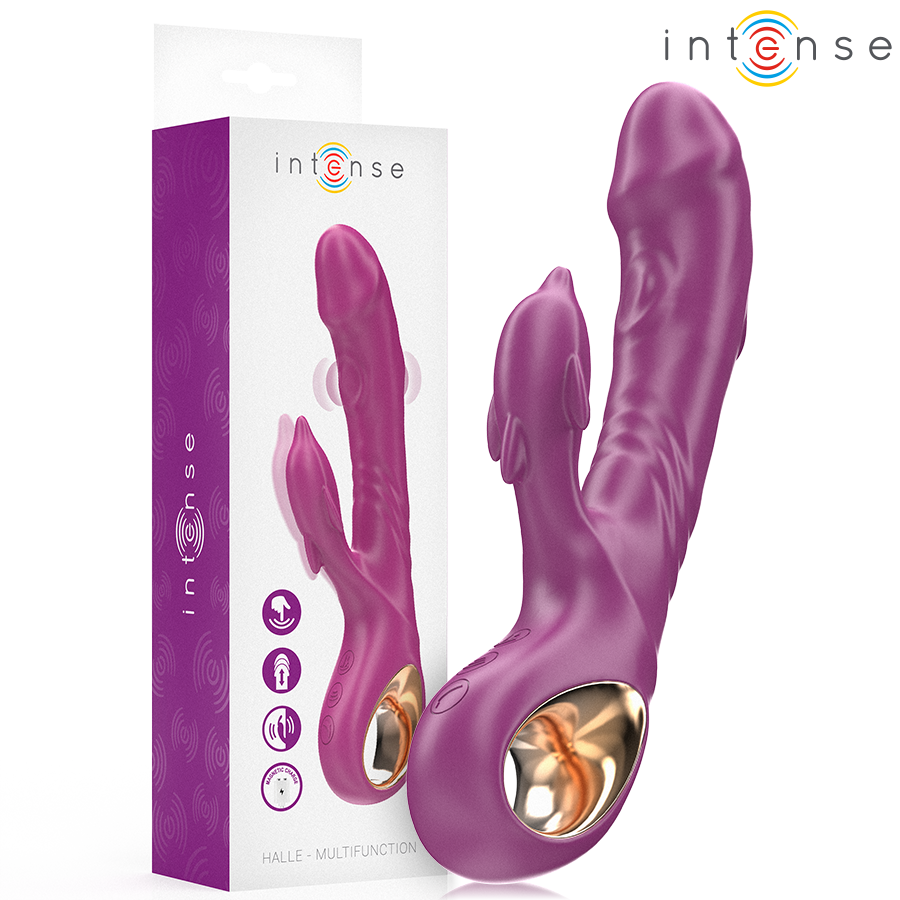 INTENSE - HALLE MULTIFUNCTION VIBRATOR WITH DOLPHIN STIMULATING TONGUE PURPLE - NOCTURNA DESIRES