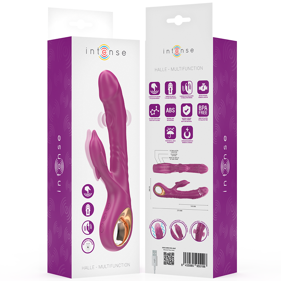 INTENSE - HALLE MULTIFUNCTION VIBRATOR WITH DOLPHIN STIMULATING TONGUE PURPLE - NOCTURNA DESIRES