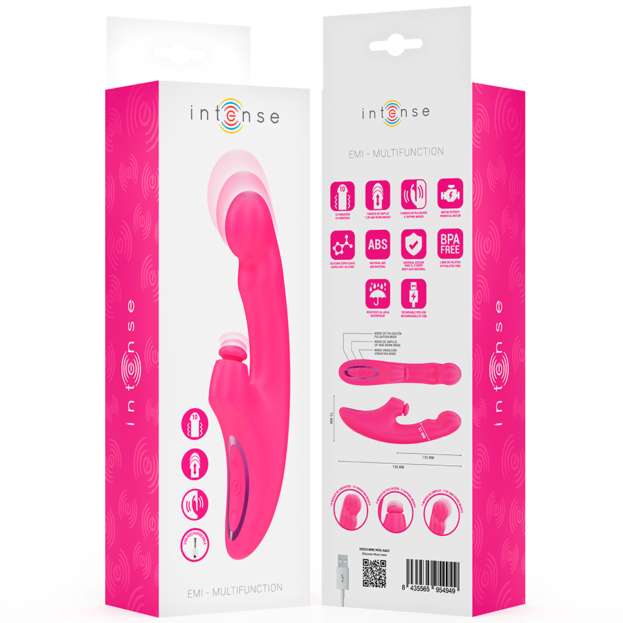 INTENSE - EMI VIBRATOR 13.5 CM MULTIFUNCTION 3 IN 1 10 VIBRATIONS PINK - NOCTURNA DESIRES