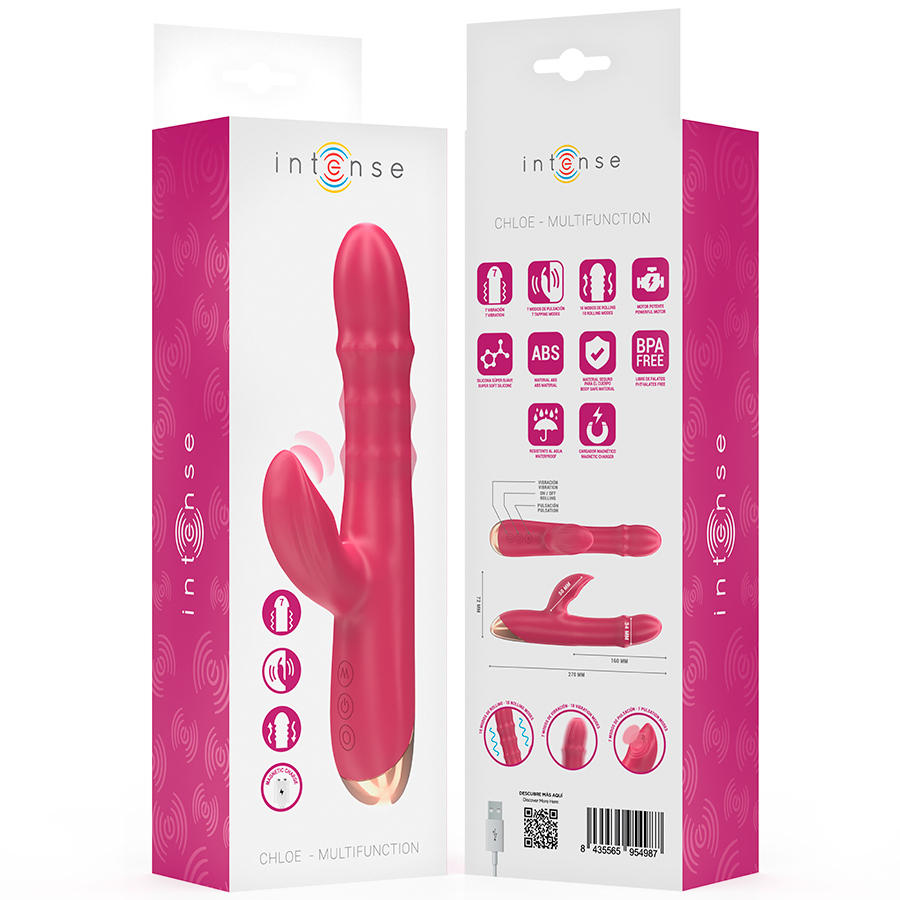 INTENSE - CHLOE MULTIFUNCTION VIBRATOR 3 IN 1 RED - NOCTURNA DESIRES