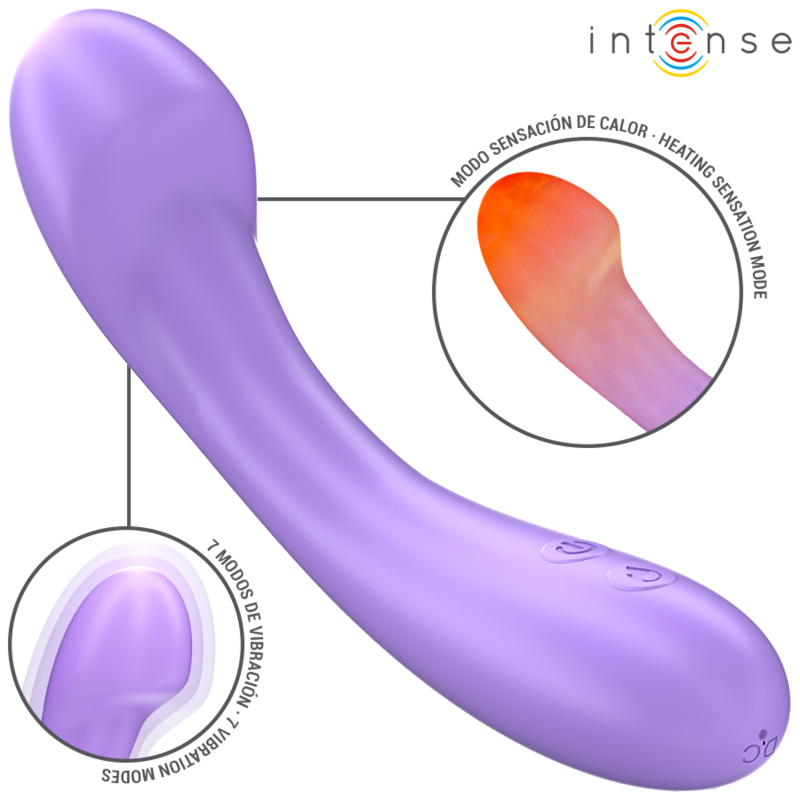 INTENSE - BECKY VIBRATOR 19 CM HEATABLE 7 VIBRATIONS PURPLE - NOCTURNA DESIRES