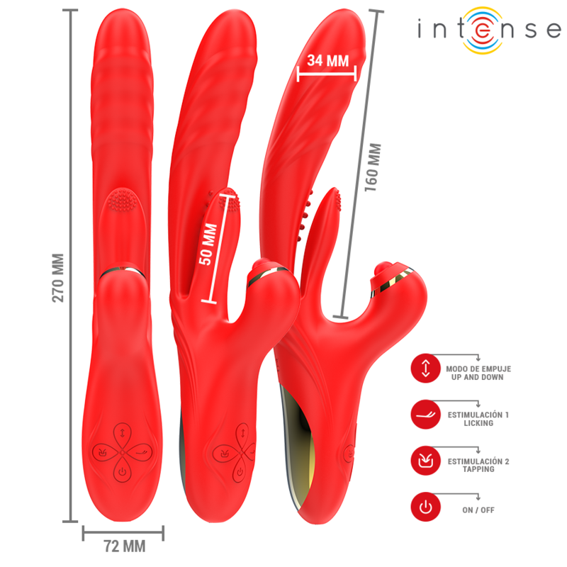 INTENSE - ROSALIA MULTIFUNCTION VIBRATOR 3 IN 1 RED - NOCTURNA DESIRES