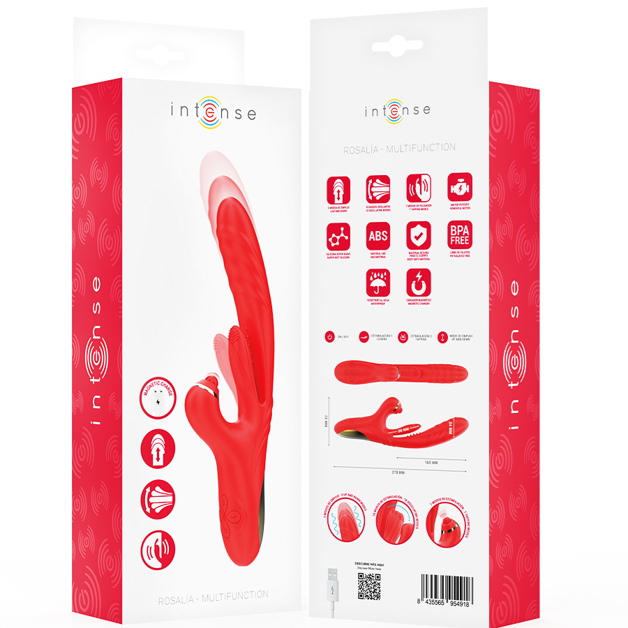 INTENSE - ROSALIA MULTIFUNCTION VIBRATOR 3 IN 1 RED - NOCTURNA DESIRES
