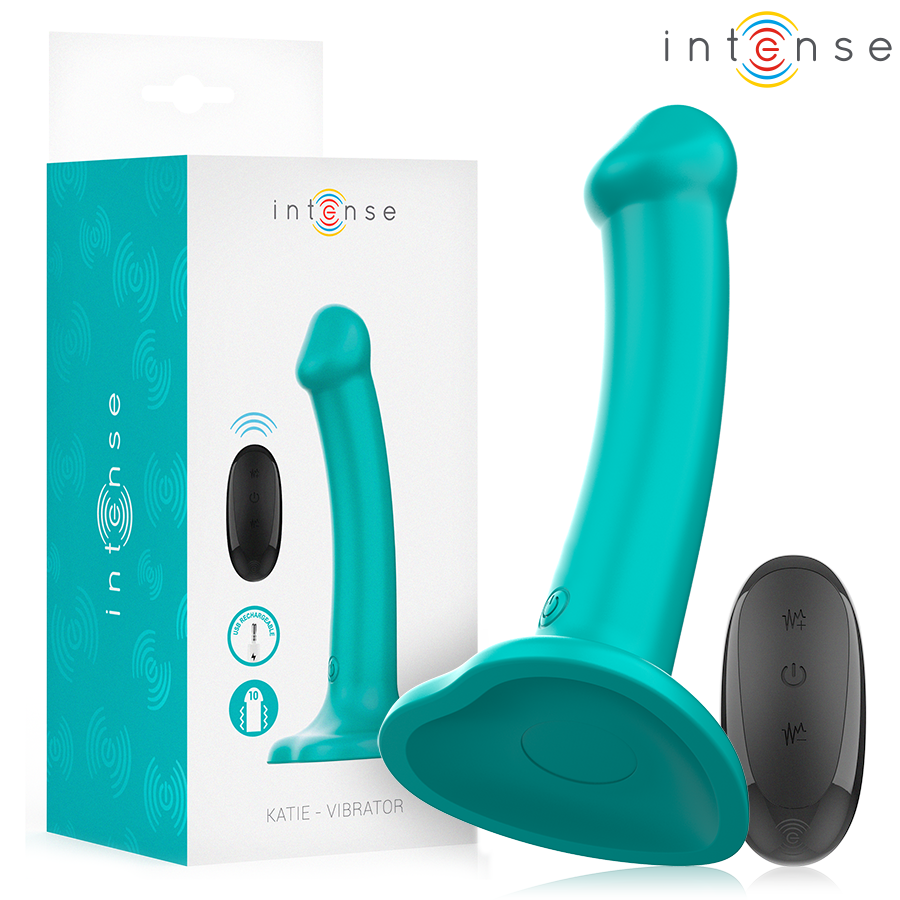 INTENSE - KATIE VIBRATOR WITH SUCTION CUP 10 VIBRATIONS BLUE REMOTE CONTROL - NOCTURNA DESIRES
