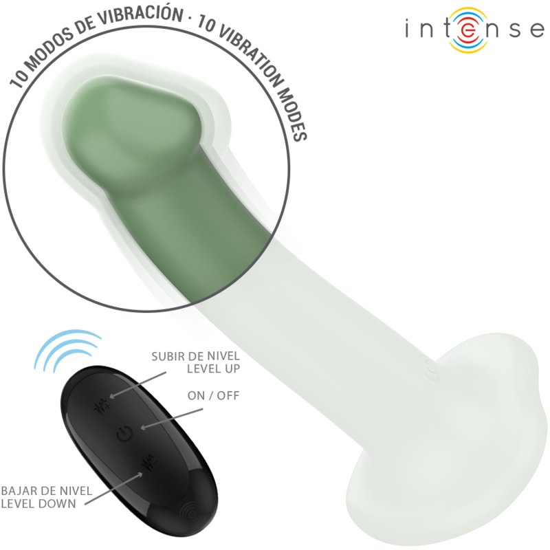 INTENSE - BECCA VIBRATOR WITH SUCTION CUP 10 VIBRATIONS GREEN REMOTE CONTROL - NOCTURNA DESIRES