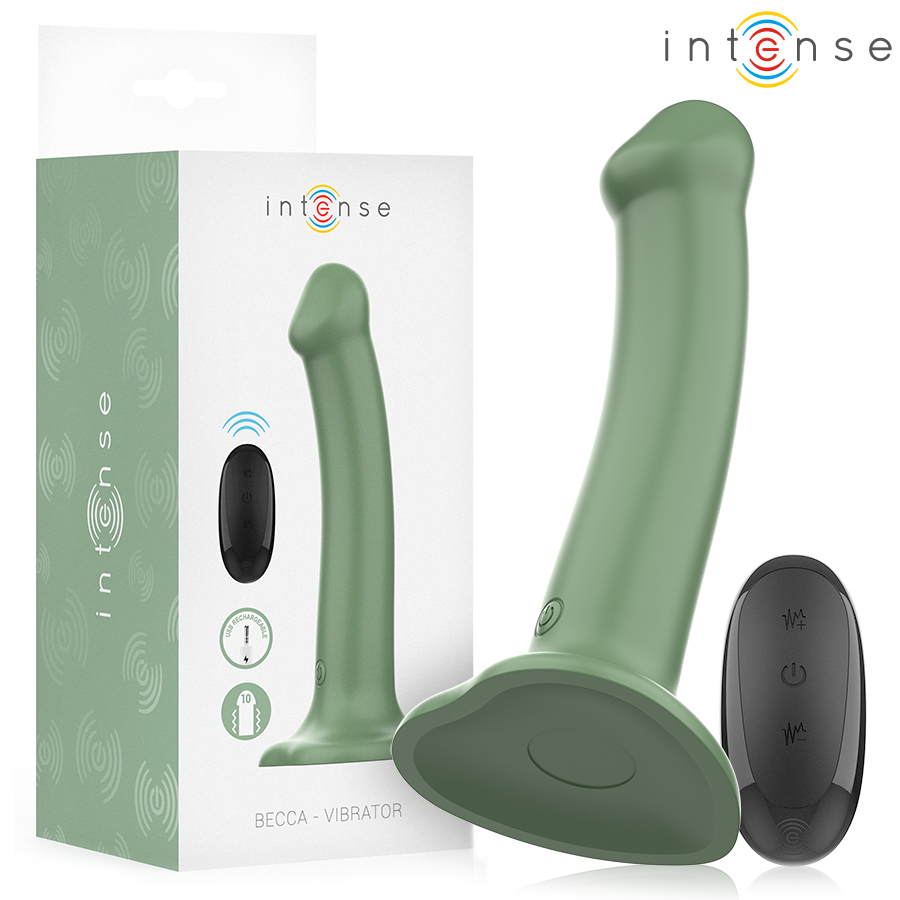 INTENSE - BECCA VIBRATOR WITH SUCTION CUP 10 VIBRATIONS GREEN REMOTE CONTROL - NOCTURNA DESIRES
