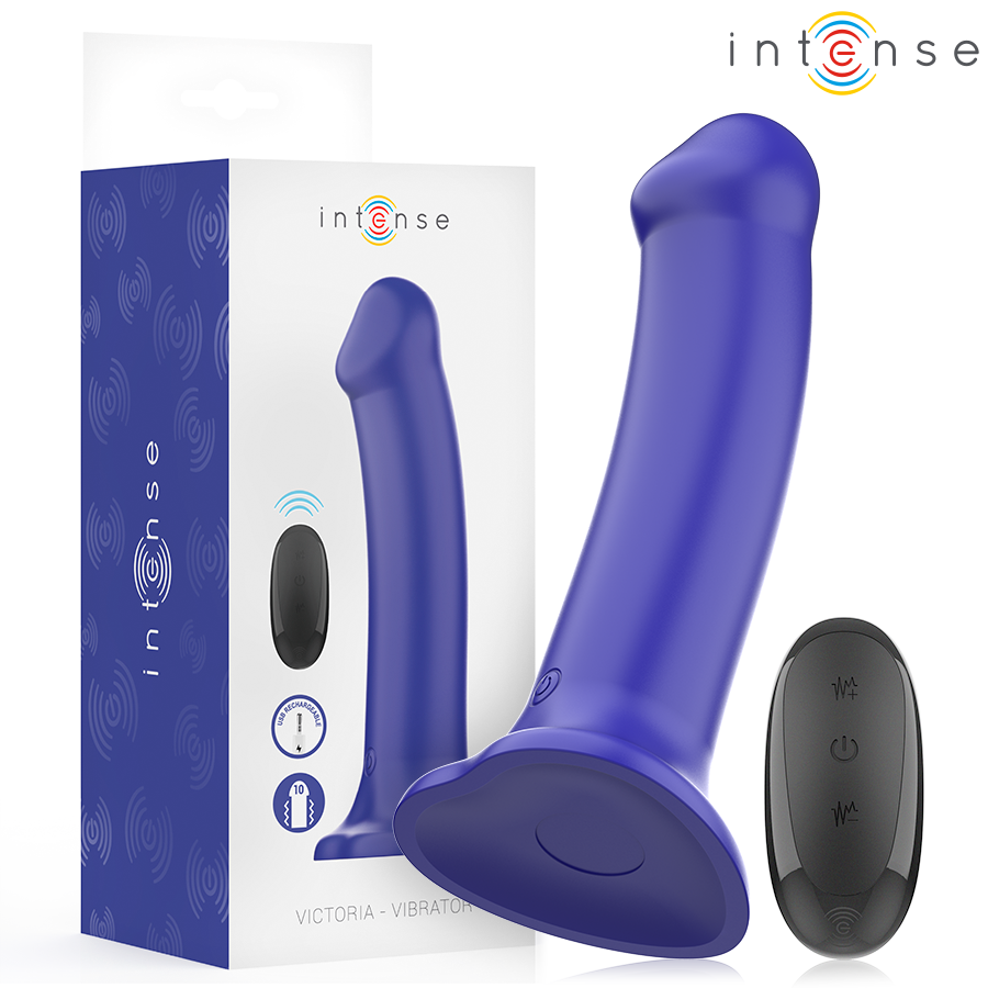 INTENSE - VICTORIA VIBRATOR WITH SUCTION CUP 10 VIBRATIONS DARK BLUE REMOTE CONTROL - NOCTURNA DESIRES