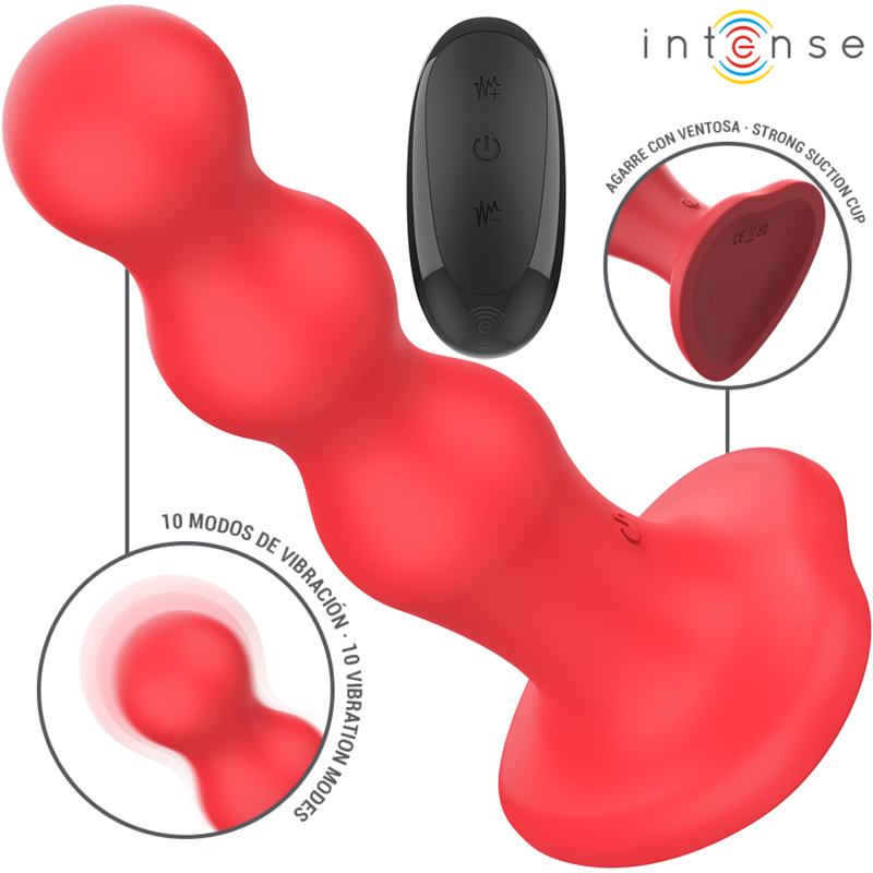 INTENSE - CODY VIBRATOR WITH SUCTION CUP RED REMOTE CONTROL - NOCTURNA DESIRES