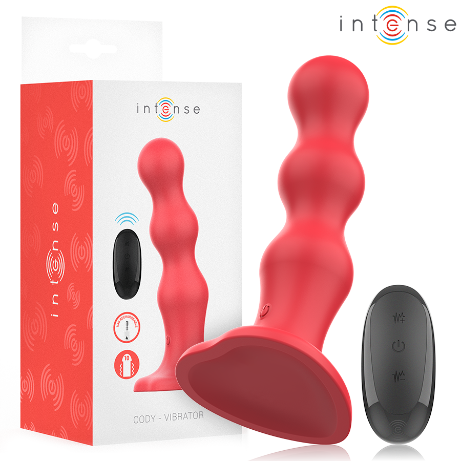 INTENSE - CODY VIBRATOR WITH SUCTION CUP RED REMOTE CONTROL - NOCTURNA DESIRES