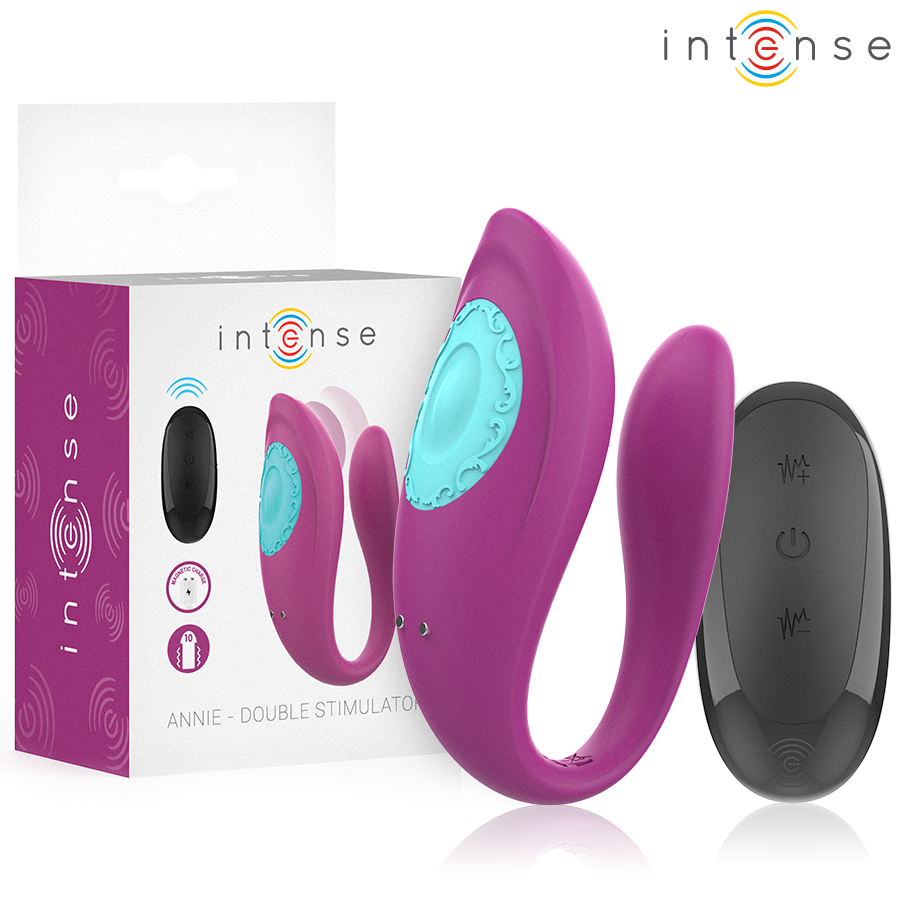 INTENSE - ANNIE U-SHAPED VIBRATOR AND STIMULATOR PURPLE REMOTE CONTROL - NOCTURNA DESIRES