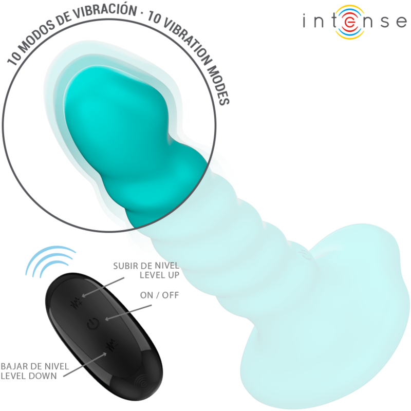 INTENSE - BUFFY VIBRATOR SIZE S SPIRAL DESIGN 10 VIBRATIONS BLUE REMOTE CONTROL - NOCTURNA DESIRES