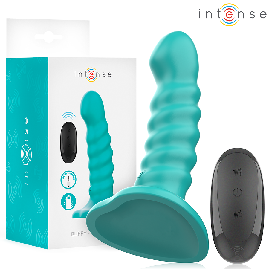 INTENSE - BUFFY VIBRATOR SIZE S SPIRAL DESIGN 10 VIBRATIONS BLUE REMOTE CONTROL - NOCTURNA DESIRES
