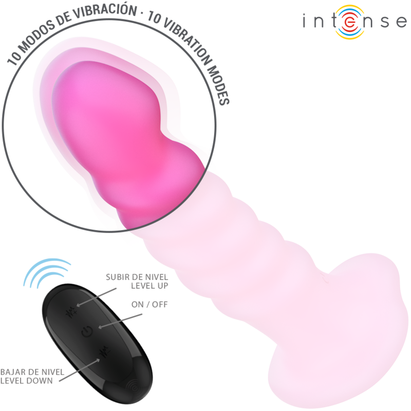 INTENSE - CINDY VIBRATOR SIZE L SPIRAL DESIGN 10 VIBRATIONS PINK REMOTE CONTROL - NOCTURNA DESIRES