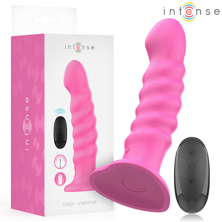 INTENSE - CINDY VIBRATOR SIZE L SPIRAL DESIGN 10 VIBRATIONS PINK REMOTE CONTROL - NOCTURNA DESIRES