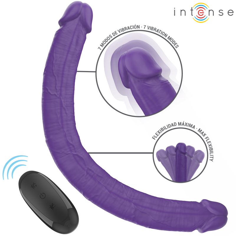 INTENSE - GUNTER DILDO DOUBLE VIBRATOR 40 CM PURPLE REMOTE CONTROL - NOCTURNA DESIRES